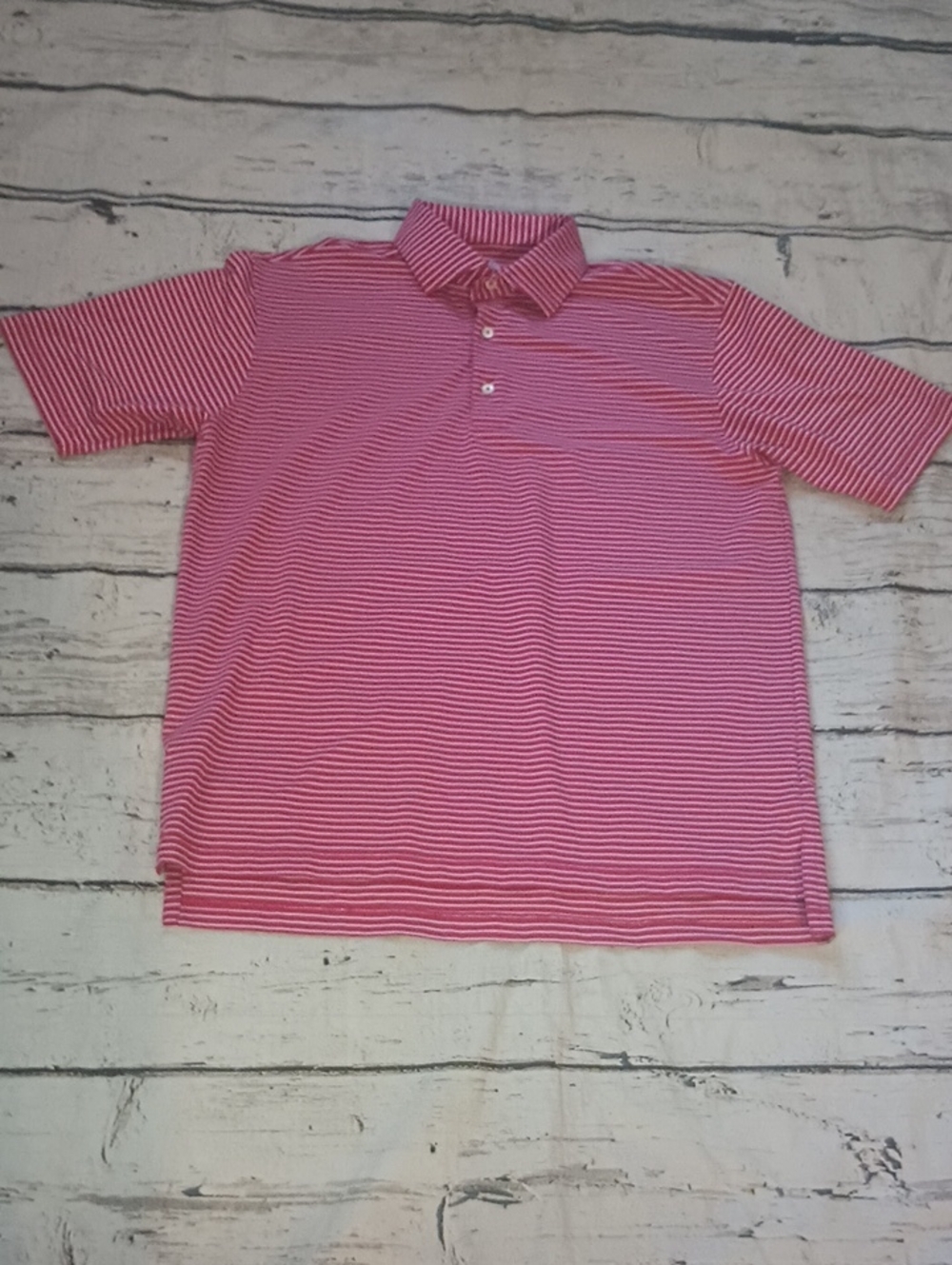 Turtleson Pink Red Stripe Tour Performance Polo Shirt M